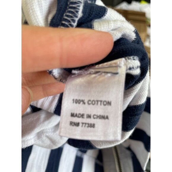 Madewell Mini Dress Zipline Casual Knit Pockets Navy Blue Striped Cotton Sz S - Picture 10 of 11